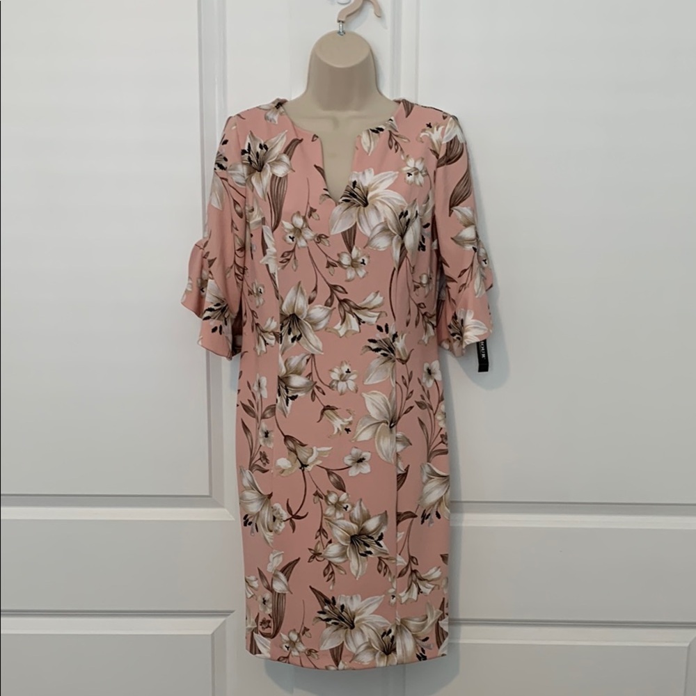 Glamour Pink Sheath Dress with Flutter Sleeves for Weddings